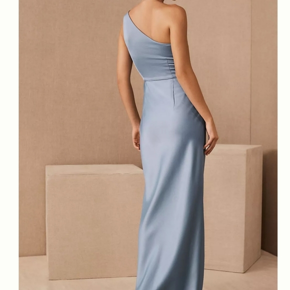 BHLDN (Anthropology) Dylan Satin Charmeuse Dress Dusty Blue Size 10 - Picture 3 of 6